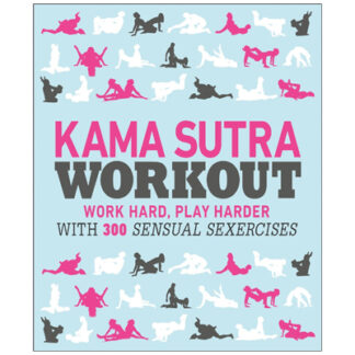 Kama Sutra Workout book cover is displayed with many flat sexual positions displayed on it. There is written that the book contains 300 sexual positions.