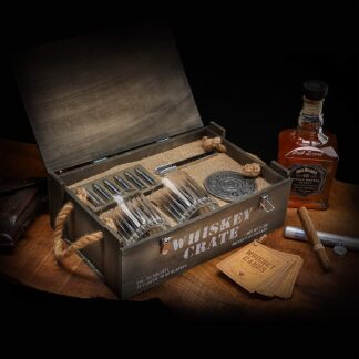 A whiskey box in the form of an army box includes two whiskey glasses and whiskey stones in the form of bullets. There is a whiskey recipes brochure included and the box set looks gorgeous. It's a great gift for a veteran.